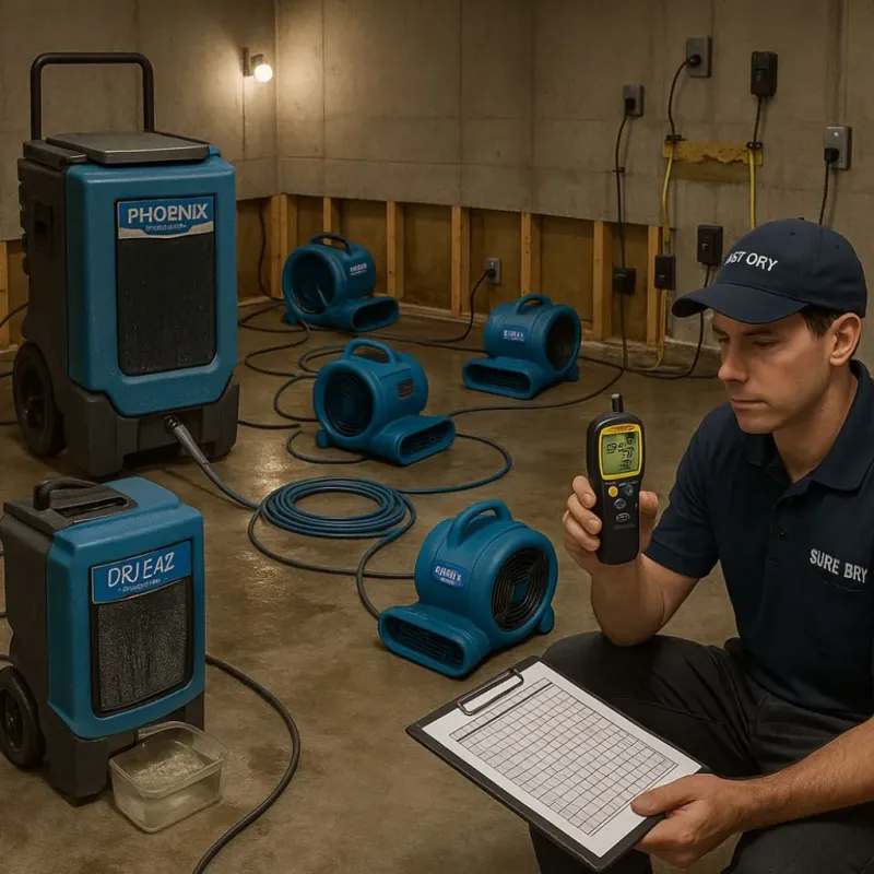 Structural Drying and Dehumidification process in Thief River Falls, MN